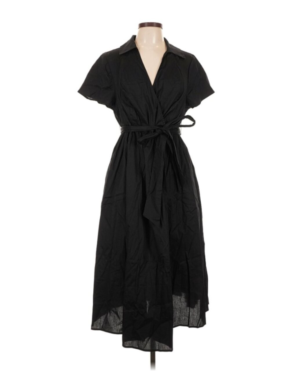NWT Torrid Black Cotton Wrap Midi Dress Tie Waist Short Sleeve L 12
